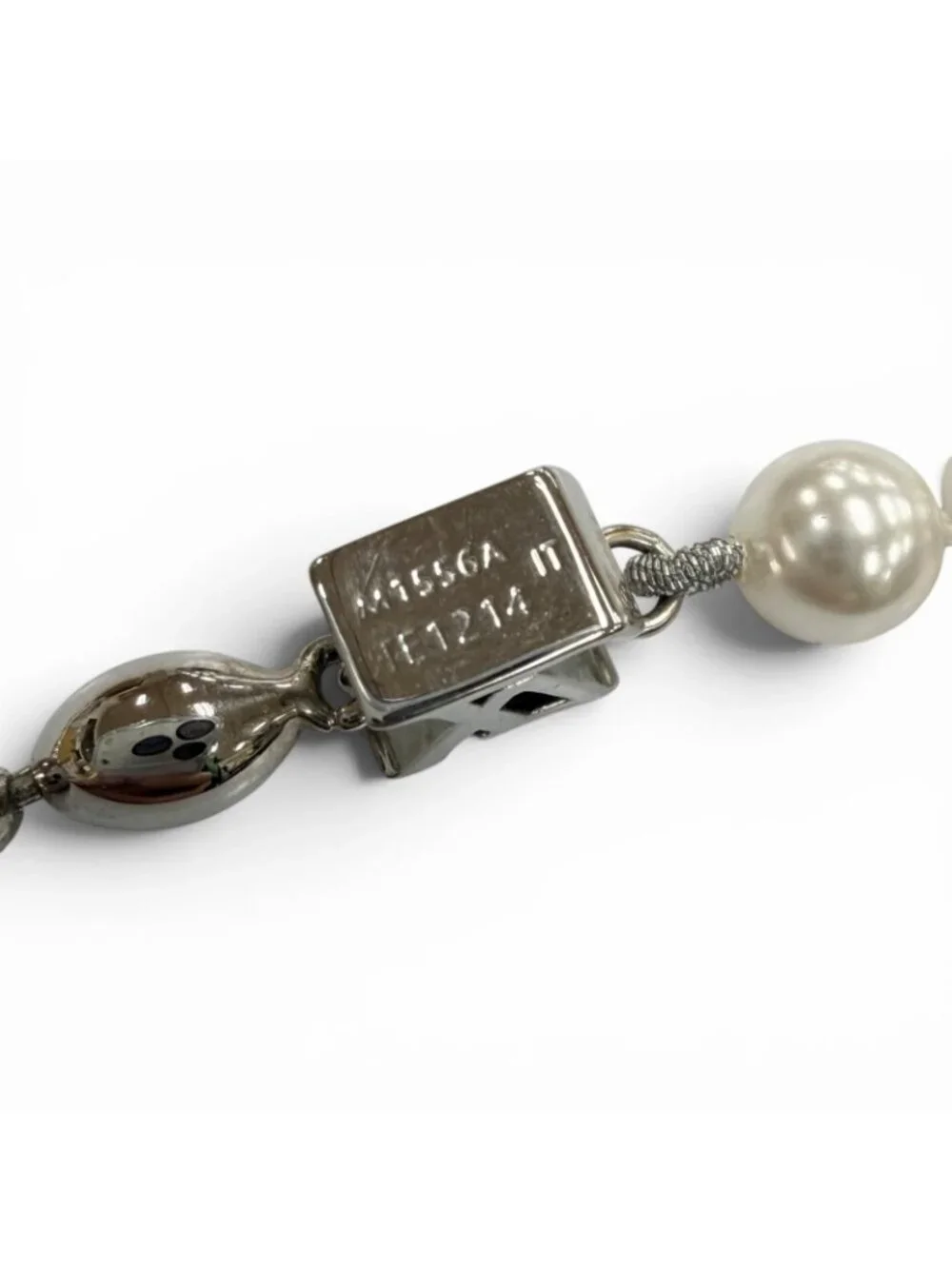 Louis Vuitton Pearl Fusion LV Logo Chain Bracelet Silver White